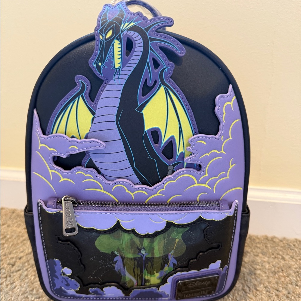 Disney maleficent glow in the dark lenticular dragon loungefly Amazon exclusive